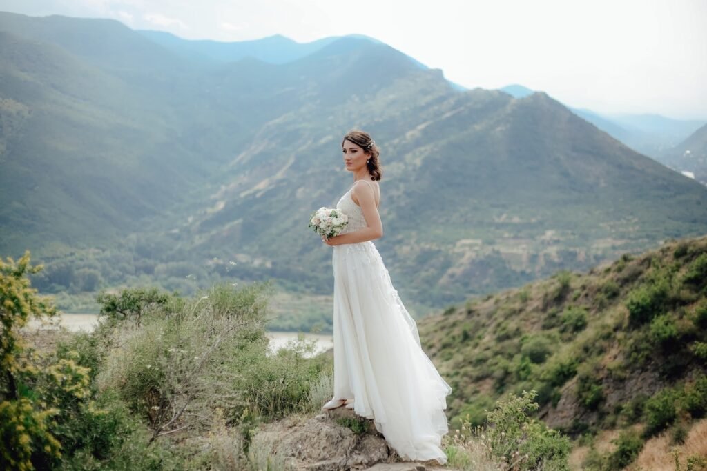 bride posing outdoors